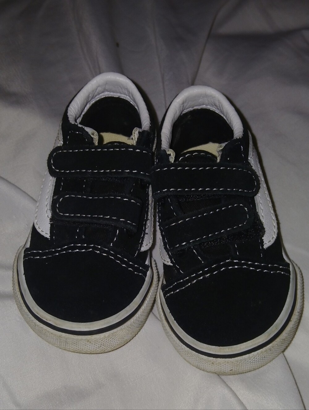 Vans Kids Black and White Velcro Sneakers